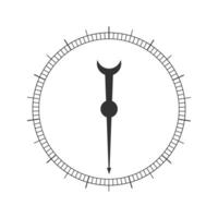 Round measuring scale with arrow. 360 degree template of barometer, compass, protractor, circular ruler tool template vector