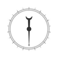 Round measuring scale with arrow. 360 degree template of barometer, compass, protractor, circular ruler tool template vector