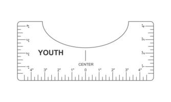 T shirt alignment guide. Youth size template. Ruler for centering clothing design. Sewing measurement tool with markup and numbers for laser print and cut vector