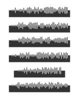 Set of sound wave icons. Pulse pictograms. Radio signal signs. Voice message, audio file symbols. Messenger, radio, podcast mobile app, media player graphic elements vector