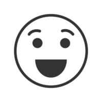 Face icon with happy, fun, joy emotion. Positive look. Wow, haha, lol expression pictogram. Funny emoticon vector
