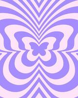 Repeating purple butterflies background in trendy retro 2000s design. Groovy psychedelic pattern in y2k style for poster, banner, invitation card, print vector