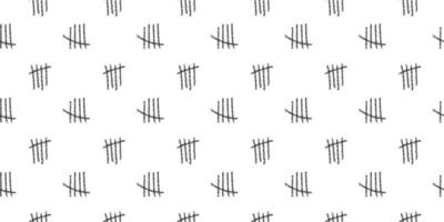 Charcoal tally marks seamless pattern. Number 5 symbols background. Day counting signs on prison wall. Scrapbooking or wrapping paper, fabric print, cloth design vector