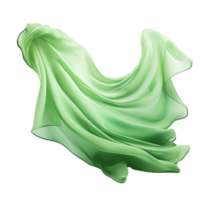 Abstract green silk flying isolated on transparent background png