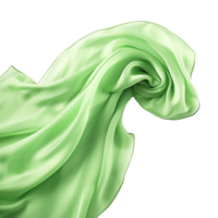 Abstract green silk flying isolated on transparent background png