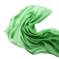 Abstract green silk flying isolated on transparent background png