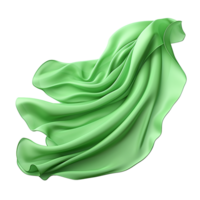 Abstract green silk flying isolated on transparent background png