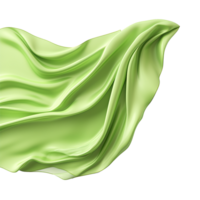 Abstract green silk flying isolated on transparent background png