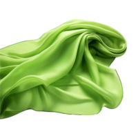 Abstract green silk flying isolated on transparent background png