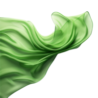 Abstract green silk flying isolated on transparent background png