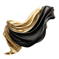 Black and golden silk flying isolated on transparent background png
