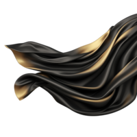 Black and golden silk flying isolated on transparent background png