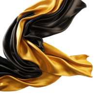 Black and golden silk flying isolated on transparent background png