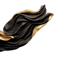 Black and golden silk flying isolated on transparent background png