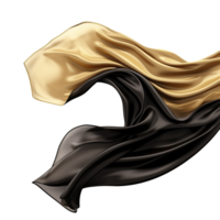 Black and golden silk flying isolated on transparent background png