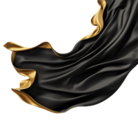 Black and golden silk flying isolated on transparent background png