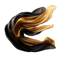 Black and golden silk flying isolated on transparent background png