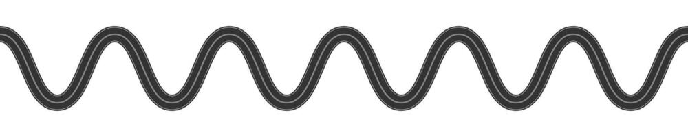 Empty serpentine road with marking. Element of winding roadway isolated on white background.Top aerial view. Seamless waving highway template vector
