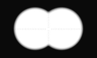 Binocular view with graphic scale and empty viewfinder field. Military, spy, hunting or tourist optical tool for following, magnifying, exploration, searching, investigation vector