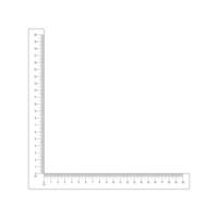 20 cm corner ruler template. Measuring tool with vertical and horizontal lines with centimeters and millimeters markup and numbers vector
