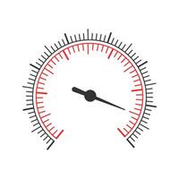 Round scale with two measuring charts and arrow. Template of pressure meter, tachometer, speedometer, barometer dashboard vector