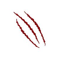 Blood scratch claws mark of wild animal. Monster or dinosaur talons trace. Red sharp torn edges texture isolated on white background. Scary symbol on the wall vector