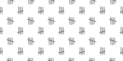 Charcoal tally marks background. Seamless pattern with number 5 symbols. Day counting signs on prison wall. Scrapbooking or wrapping paper, fabric, cloth design vector