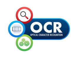 OCR - Optical character recognition. Document scan. Process of recognizing document. stock illustration vector