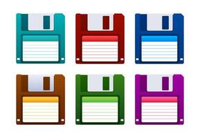 Floppy disk on white background. HD diskette old data media. Storage medium used for data storage. vector