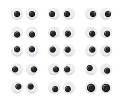 Googly eyes. Wobbly animated puppet Toy eyes set. Eyeball emotions vector