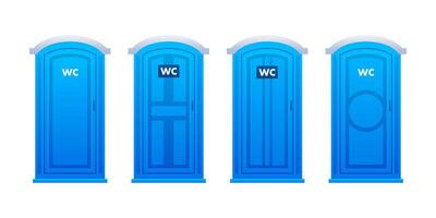 Public bio toilet. Mobile portable plastic toilet used in public places. Restroom movable WC. vector