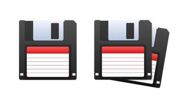 Floppy disk on white background. HD diskette old data media. Storage medium used for data storage. vector