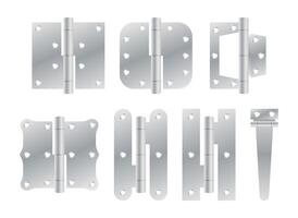 Section of steel door hinges. Classic And Industrial Ironmongery. Metallic equipment for attached. vector