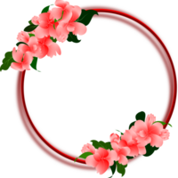 circulo marco con hermosa rosado flores ramo de flores frontera línea png