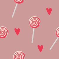 Seamless candy and heart pattern background vector