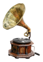 vieux gramophone avec en bois boîte png