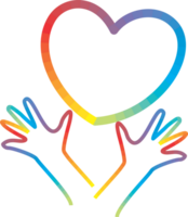 Rainbow heart and hand icon png