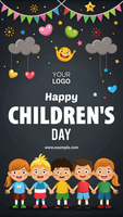 The poster has a happy and cheerful mood, with colorful decorations psd