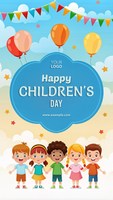 A poster for a children's day celebration with balloons psd