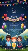 A colorful poster for a children's day celebration template psd