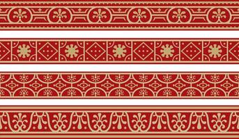 seamless gold with red border, Pompeii frame. Endless Neopolitan ornament. Art of Ancient Rome. vector