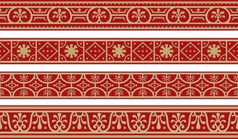 seamless gold with red border, Pompeii frame. Endless Neopolitan ornament. Art of Ancient Rome. vector
