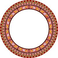 round colored border ornament. Native American tribes framework, circle. vector
