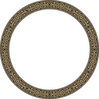 gold and black round Yakut ornament. Endless circle, border, frame of the northern peoples of the Far East. vector