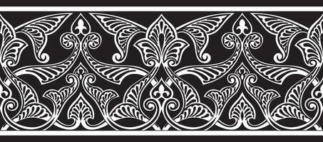 seamless monochrome oriental ornament. Endless black Arabic patterned border, frame. Persian painting. Suitable for sandblasting, laser and plotter cutting. vector