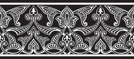 seamless monochrome oriental ornament. Endless black Arabic patterned border, frame. Persian painting. Suitable for sandblasting, laser and plotter cutting. vector