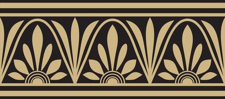 gold and black seamless classic Greek meander ornament. Pattern of ancient Greece. Border, frame of the Roman Empire. vector