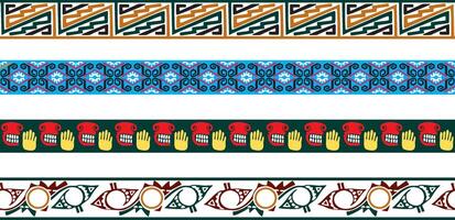 set of colored Native American national borders. frames in the style of the Aztecs, Mayans, Incas. vector