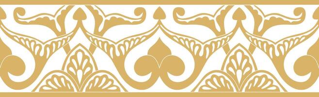 golden seamless oriental national ornament. Endless ethnic floral border, arab peoples frame. Persian painting. vector