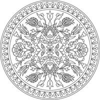 linear contour round Turkish ornament. Ottoman circle, ring, frame. Muslim pattern for stained glass. vector